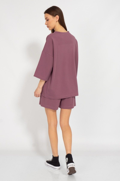 Свитшот оверсайз из хлопка и трикотажа в фиолетовом Kivviwear 3090.04 - фото 8