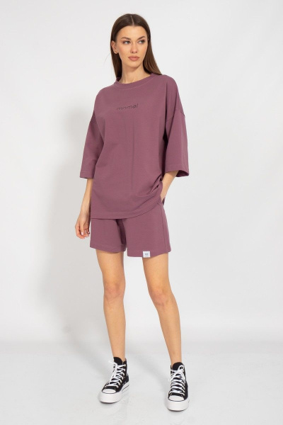 Свитшот оверсайз из хлопка и трикотажа в фиолетовом Kivviwear 3090.04 - фото 2