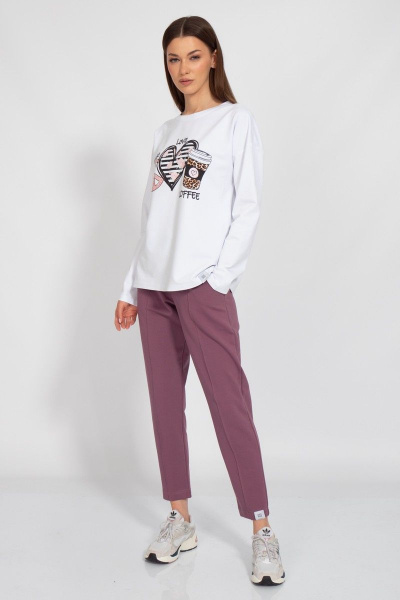 Свитшот хлопковый с актуальными принтами Kivviwear 3098.01 - фото 2