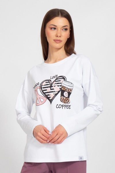 Свитшот хлопковый с актуальными принтами Kivviwear 3098.01 - фото 1