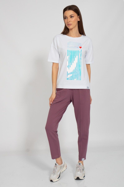 Брюки спортивные из хлопка в фиолетовом цвете Kivviwear 3109.01 - фото 11