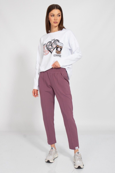 Брюки спортивные из хлопка в фиолетовом цвете Kivviwear 3109.01 - фото 1