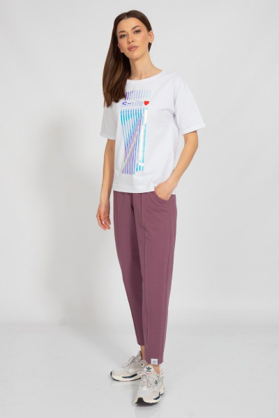 Летняя белая футболка свободного кроя из хлопка Kivviwear 4026.114 - фото 6