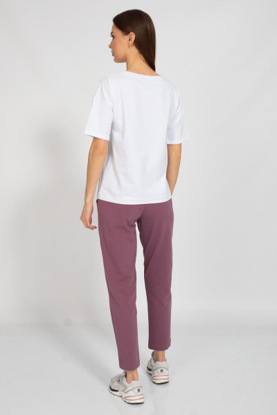 Летняя белая футболка свободного кроя из хлопка Kivviwear 4026.114 - фото 5