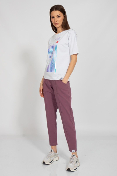 Летняя белая футболка свободного кроя из хлопка Kivviwear 4026.114 - фото 3