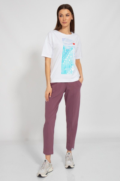 Летняя белая футболка свободного кроя из хлопка Kivviwear 4026.114 - фото 2