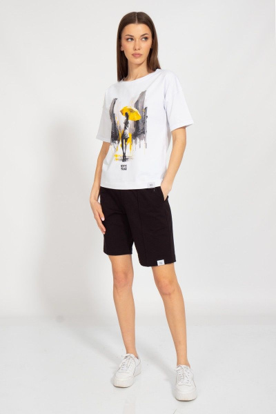 Летняя белая футболка из хлопка с цифровым принтом Kivviwear 4026.115 - фото 2