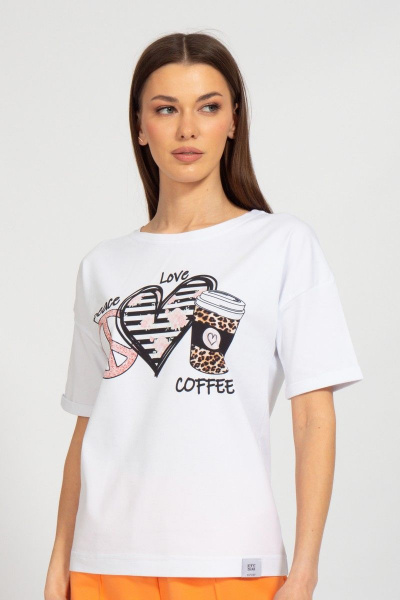 Футболка летняя из хлопкового трикотажа свободный крой Kivviwear 4026.117 - фото 1