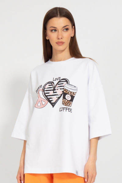 Футболка длинная с завышенной горловиной и коротким рукавом Kivviwear 4034.43 - фото 1