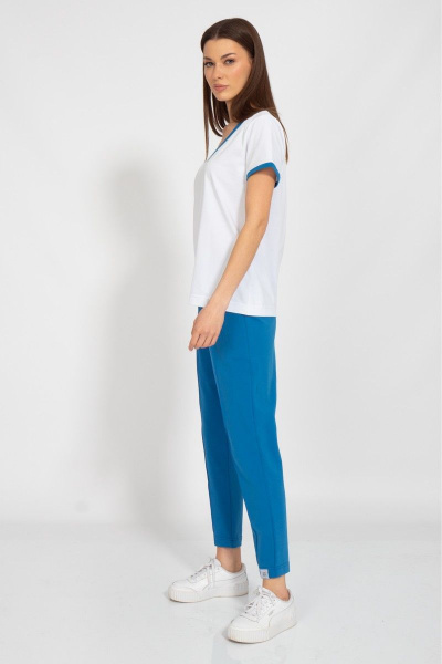 Майка спортивная с V-образным вырезом и отделкой из хлопка Kivviwear 40381.23 - фото 5