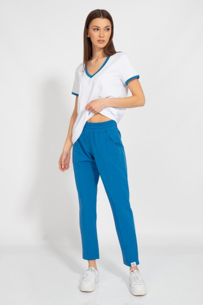 Майка спортивная с V-образным вырезом и отделкой из хлопка Kivviwear 40381.23 - фото 4