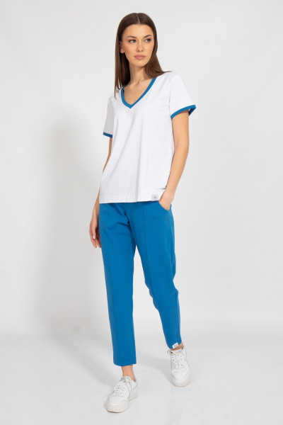 Майка спортивная с V-образным вырезом и отделкой из хлопка Kivviwear 40381.23 - фото 3