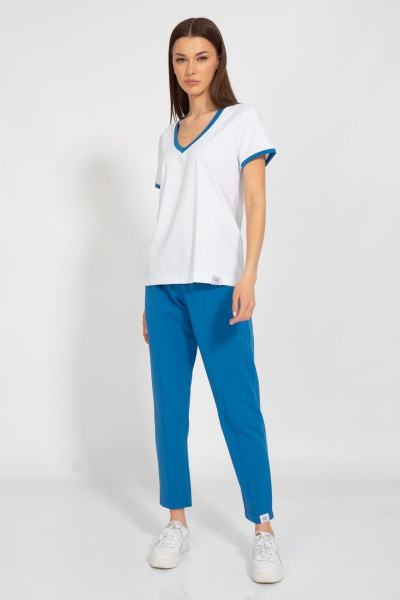 Майка спортивная с V-образным вырезом и отделкой из хлопка Kivviwear 40381.23 - фото 2