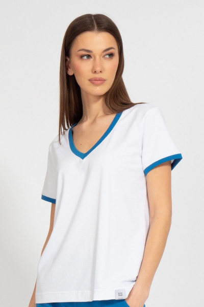 Майка спортивная с V-образным вырезом и отделкой из хлопка Kivviwear 40381.23 - фото 1