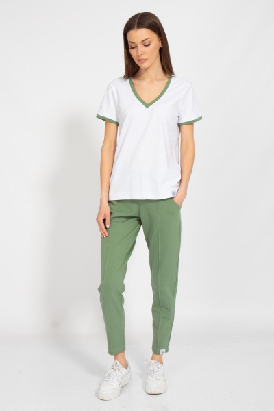 Майка белая из нежного футера с V-образным вырезом для спорт-стиля Kivviwear 40381.27 - фото 3