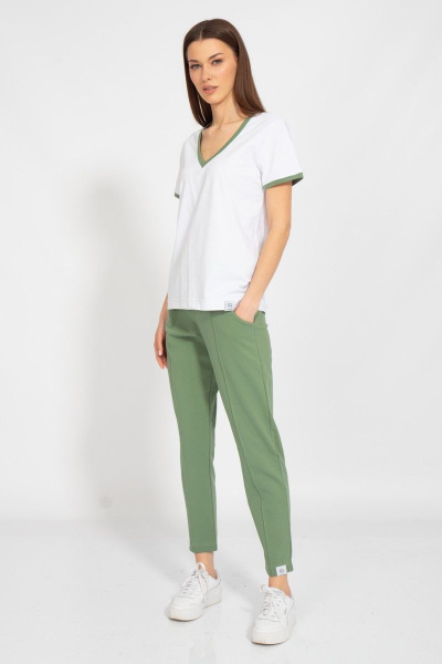 Майка белая из нежного футера с V-образным вырезом для спорт-стиля Kivviwear 40381.27 - фото 2