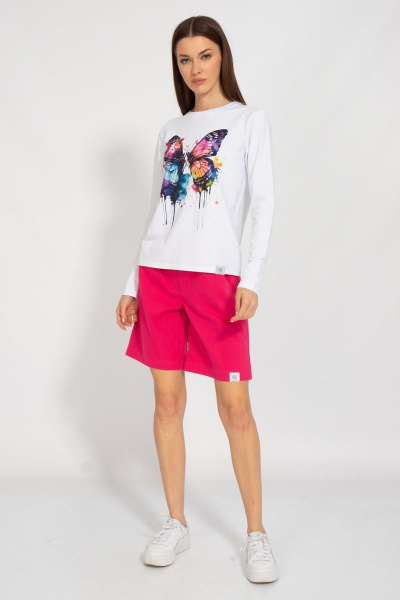 Демисезонный белый лонгслив с принтом Kivviwear 4061.47 - фото 4