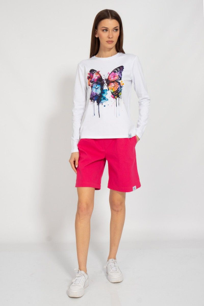 Демисезонный белый лонгслив с принтом Kivviwear 4061.47 - фото 3