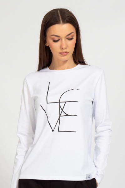 Демисезонный белый лонгслив с принтом Kivviwear 4061.48 - фото 1