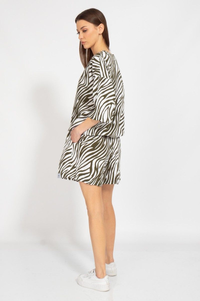 Блуза свободного кроя из льняного текстиля с кулиской Kivviwear 4075.20 - фото 8