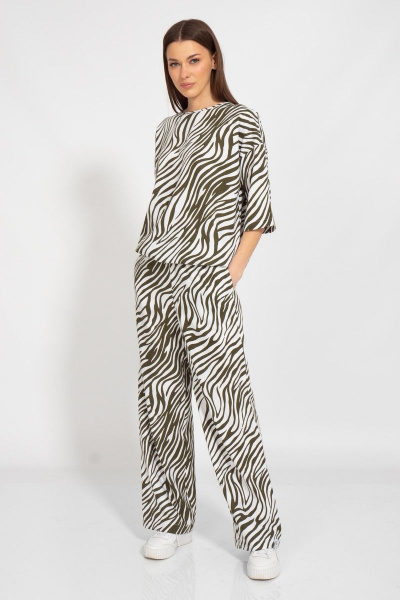 Блуза свободного кроя из льняного текстиля с кулиской Kivviwear 4075.20 - фото 4