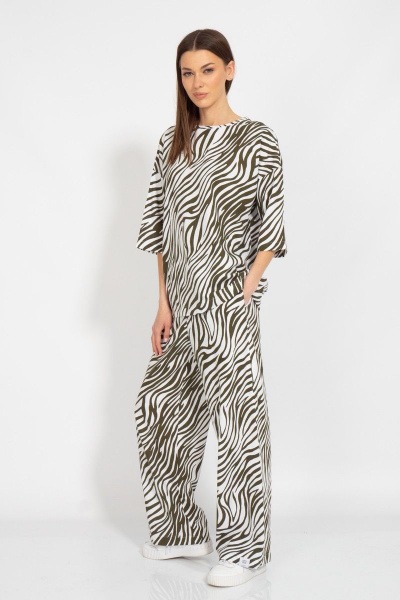 Блуза свободного кроя из льняного текстиля с кулиской Kivviwear 4075.20 - фото 3