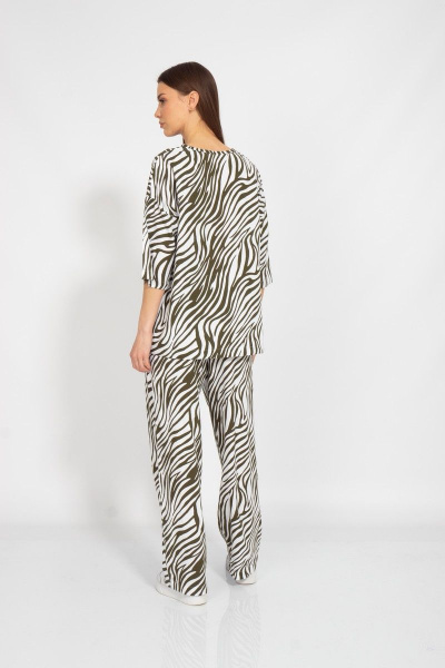 Блуза свободного кроя из льняного текстиля с кулиской Kivviwear 4075.20 - фото 2