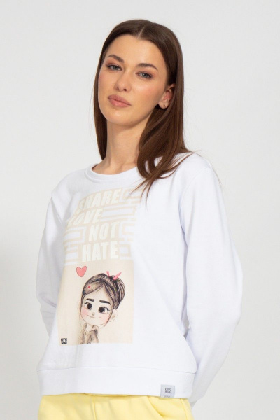 Свитшот оверсайз с приспущенным рукавом из хлопка Kivviwear 4078.19 - фото 1