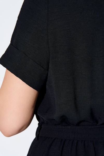 Летнее полуприлегащее платье из натуральной ткани с запахом IVA 1278 черный - фото 6