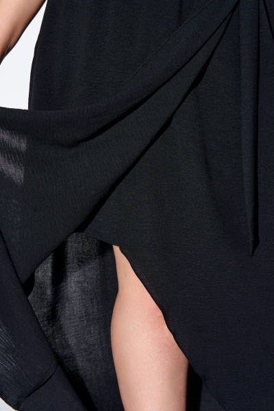 Летнее полуприлегащее платье из натуральной ткани с запахом IVA 1278 черный - фото 5