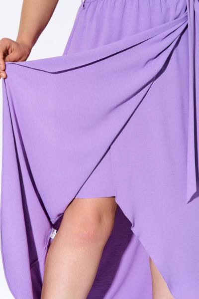Летнее полуприлегащее платье из ткани с рельефами и сборкой IVA 1278 лиловый - фото 9