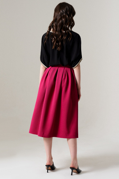 Миди юбка из легкой ткани, свободный крой и эффектные волны Панда 125850w фуксия - фото 3