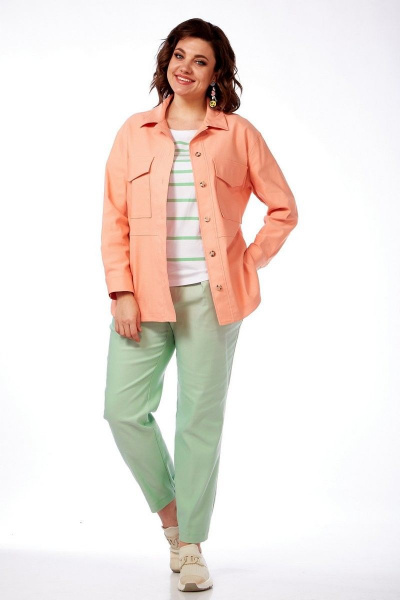 Блуза, брюки, жакет Милора-стиль 1074/1 комбо_персик - фото 1
