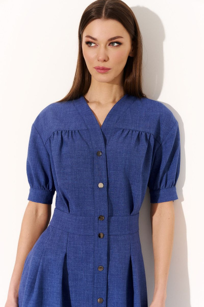 Платье джинсовое с складками и имитацией пояса DILIA 0740 деним - фото 4