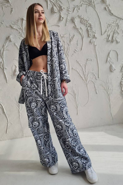 Костюм 2-ка: свободные брюки и жакет с поясом Shymoda 329-23 - фото 2