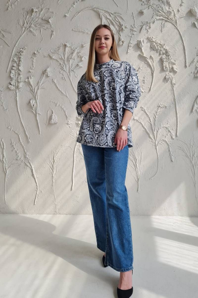 Мультиколор трикотажный джемпер с нагрудными вытачками Shymoda 332-23 - фото 1