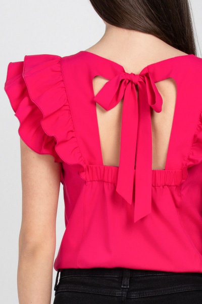 Розовая блуза из текстиля с рельефами и бантом на спинке VIZAVI 670 фуксия - фото 9