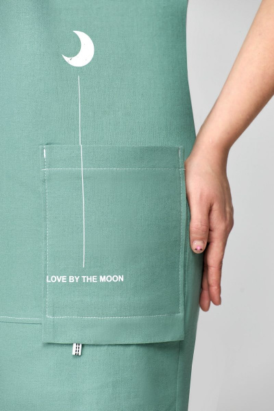 Платье с V-образным вырезом и накладными карманами из льна Мишель стиль 1122 мята - фото 6