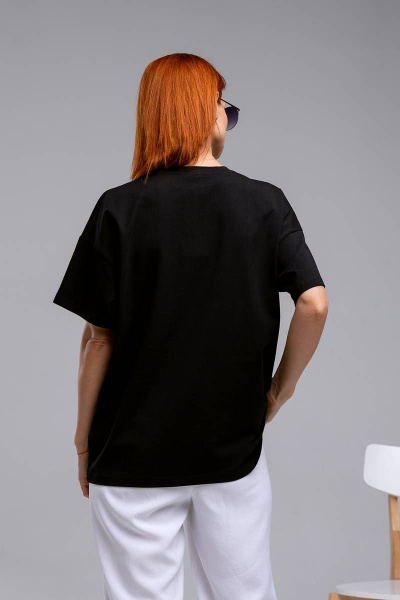 Майка оверсайз с коротким рукавом из хлопка и трикотажа Romgil 240ЛХАМ черный - фото 2