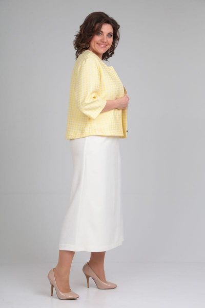 Брюки, жакет Michel chic 1335 желтый-белый - фото 6