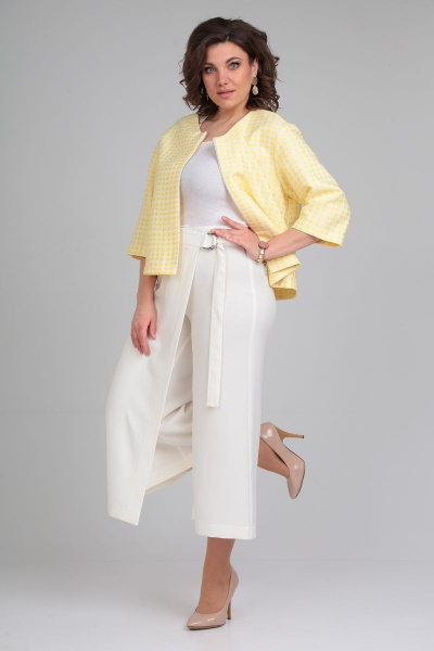 Брюки, жакет Michel chic 1335 желтый-белый - фото 5