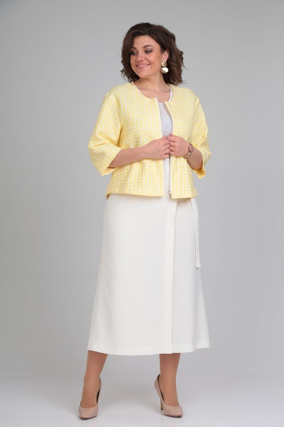 Брюки, жакет Michel chic 1335 желтый-белый - фото 4