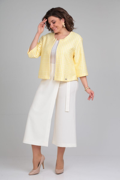 Брюки, жакет Michel chic 1335 желтый-белый - фото 1