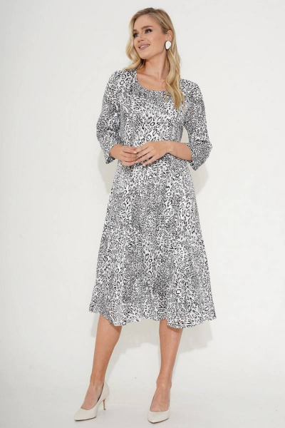 Платье в мелкий горошек с талией и востребованным силуэтом Urs 23-123-3 - фото 1