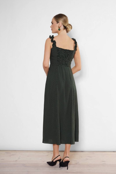Длинное платье с горошком и рельефами из вискозы Urs 22-984-1 - фото 4