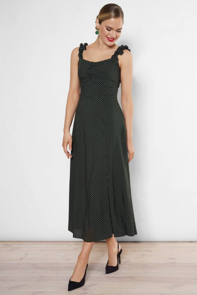 Длинное платье с горошком и рельефами из вискозы Urs 22-984-1 - фото 3