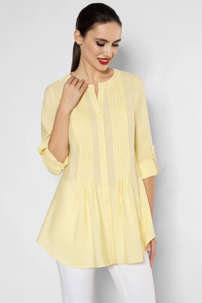 Летняя желтая свободная блузка из текстиля Urs 23-138-2 - фото 2