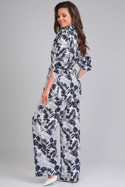 Летний комплект из блузки и брюк с анималистичным принтом LeNata 21271 рисунок-на-белом - фото 5