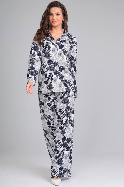 Летний комплект из блузки и брюк с анималистичным принтом LeNata 21271 рисунок-на-белом - фото 3