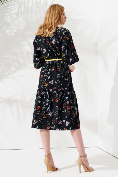 Черное летнее платье из хлопка с длинным рукавом Панда 83380w мультиколор - фото 3